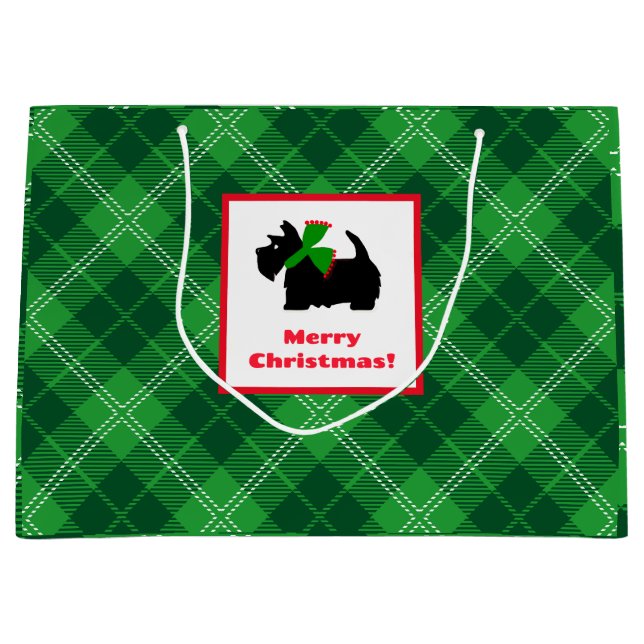 Bolsa De Regalo Grande Tierra escocesa alegre de Navidad (Anverso)