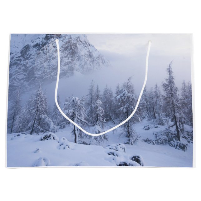 Bolsa De Regalo Grande Tierras maravillosas del invierno, niebla, bosque  (Anverso)