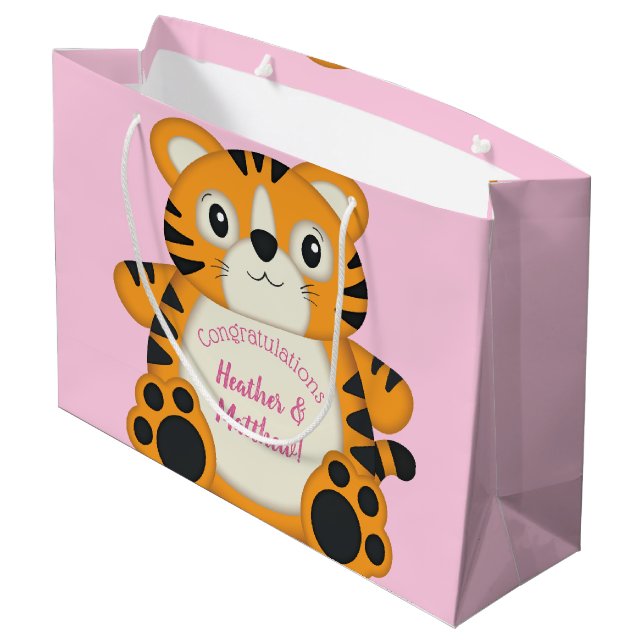 Bolsa De Regalo Grande Tiger Baby Shower Pink (Angulo reverso)
