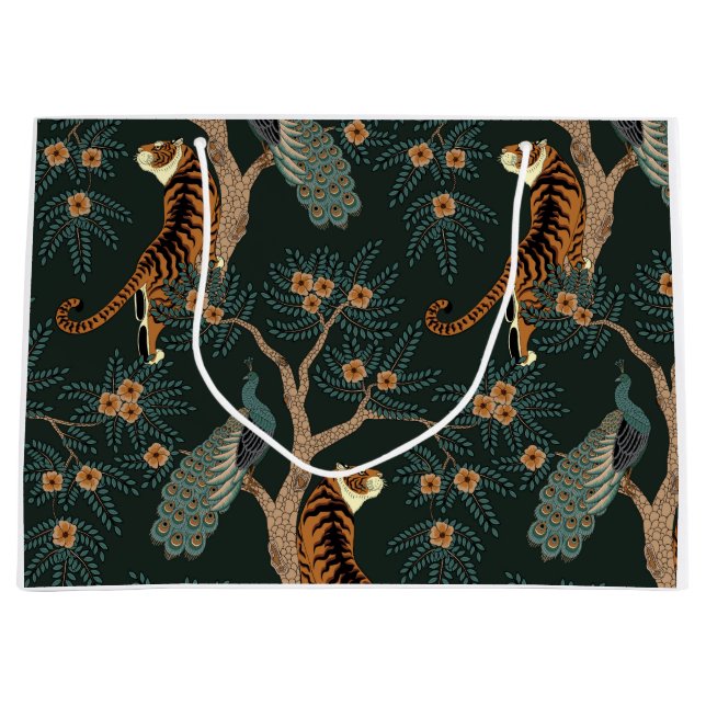 Bolsa De Regalo Grande Tigre y pavo real (Anverso)