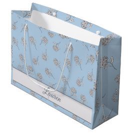 Bolsa De Regalo Grande  Timeless Botanical Bloom Soft Blue Monogram 