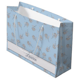 Bolsa De Regalo Grande  Timeless Botanical Bloom Soft Blue Monogram 