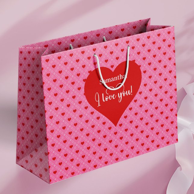Bolsa De Regalo Grande Timeless Love Hearts I Love You Personalized Gift  (Timeless Love Hearts I Love You Personalized Gift Bag)