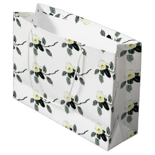 Bolsa De Regalo Grande Tinta blanca camellia sumi y acuarela japonesa