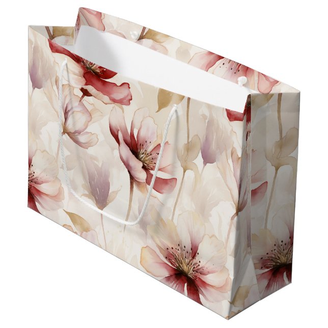 Bolsa De Regalo Grande Tinto Burdeos Crema Floral Chorro Nupcial