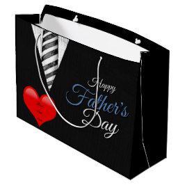 Bolsa De Regalo Grande Tipografía del corazón elegante blanco negro de lo