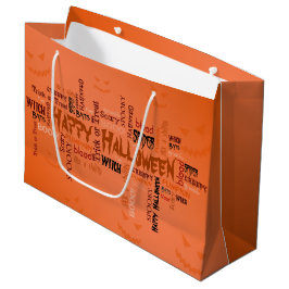 Bolsa De Regalo Grande Tipografía feliz de Halloween