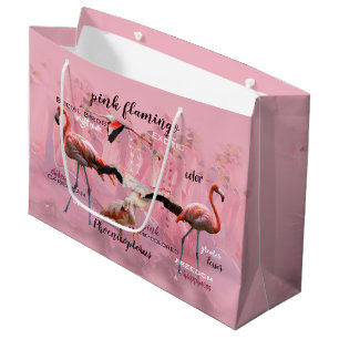 Bolsa De Regalo Grande Tipografía rosada el del flamenco modificado