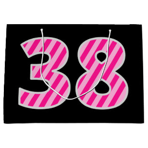 Bolsa De Regalo Grande Tira Rosa Divertida "38"; Feliz Cumpleaños 38; Nom