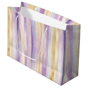 Bolsa De Regalo Grande Tiras de Iris de Crema Púrpura Romántica para Desp