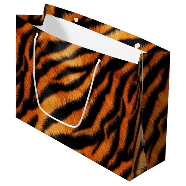 Bolsa De Regalo Grande Tiras de tigre negro naranja (Angulo Anverso)