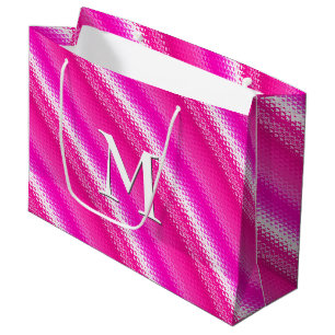 Bolsa De Regalo Grande Tiras de vidrio escarchado - rosa y fucsia