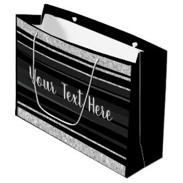 Bolsa De Regalo Grande Tiras negras purpurina plata personalizada
