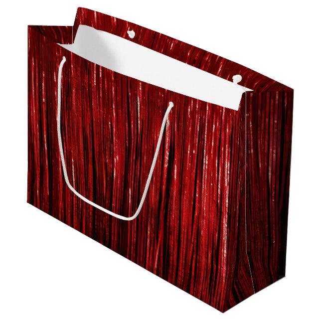 Bolsa De Regalo Grande Tiras Tinsel de Glam Rojo (Angulo Anverso)