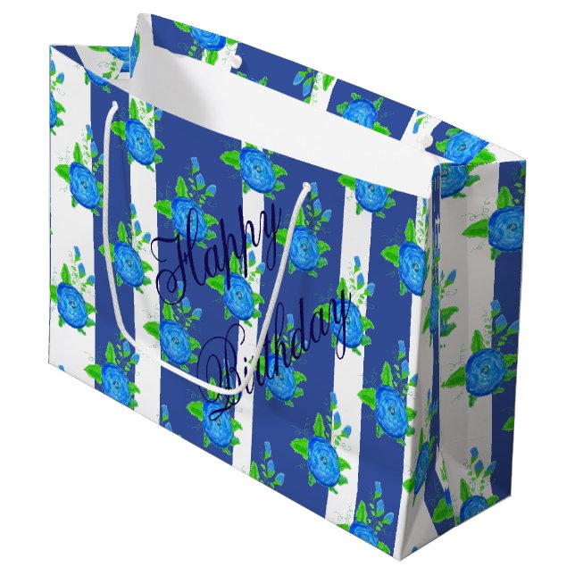 Bolsa De Regalo Grande Tiras Y Rosas (Angulo Anverso)