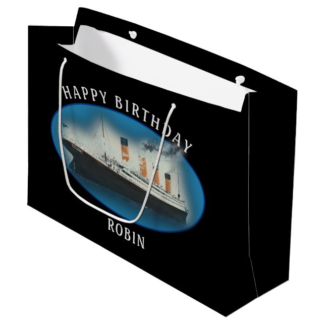 Bolsa De Regalo Grande Titanday Black RMS White Star Line Ship (Angulo Anverso)