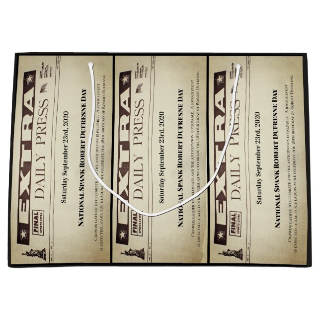 Bolsa De Regalo Grande Titular de periódico personalizado de diversión (Anverso)