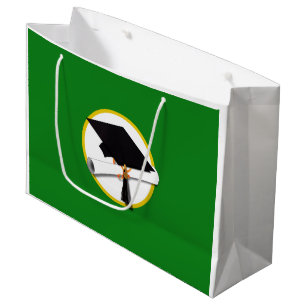 Bolsa De Regalo Grande Título de graduación con Diploma - Fondo Verde