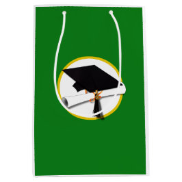 Bolsa De Regalo Grande Título de graduación con Diploma - Fondo Verde