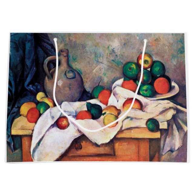 Bolsa De Regalo Grande Todavía la vida con las frutas, Paul Cezanne (Anverso)