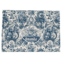Toile de Jouy Floral Azul Vintage Monograma