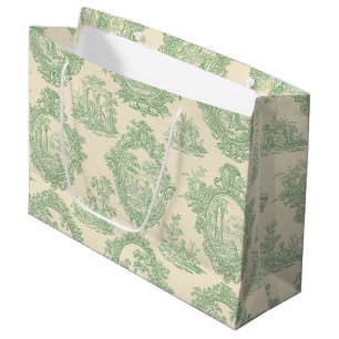 Bolsa De Regalo Grande Toile de Verde Menta Vintage Parejas y Escena de J