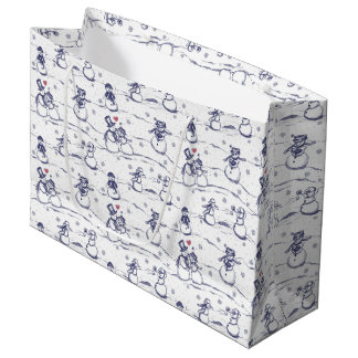 Bolsa De Regalo Grande Toile del desfile de Snowman - azul