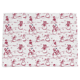 Bolsa De Regalo Grande Toile del desfile de Snowman - rojo