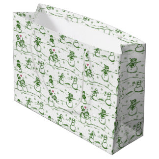 Bolsa De Regalo Grande Toile del desfile de Snowman - verde