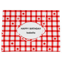 Tomates de Gingham Rojo Bonito Cumpleaños