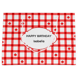 Bolsa De Regalo Grande Tomates de Gingham Rojo Bonito Cumpleaños