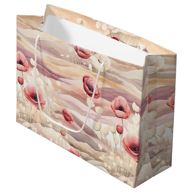 Bolsa De Regalo Grande Tono crema burdeos Floral Despedida de Soltera (Angulo Anverso)