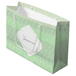 Bolsa De Regalo Grande Tonos verdes terrosos modernos patrón geométrico