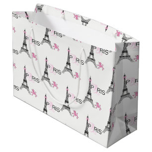 Bolsa De Regalo Grande Torre Eiffel de lazo rosa París Francia Caniche Ch