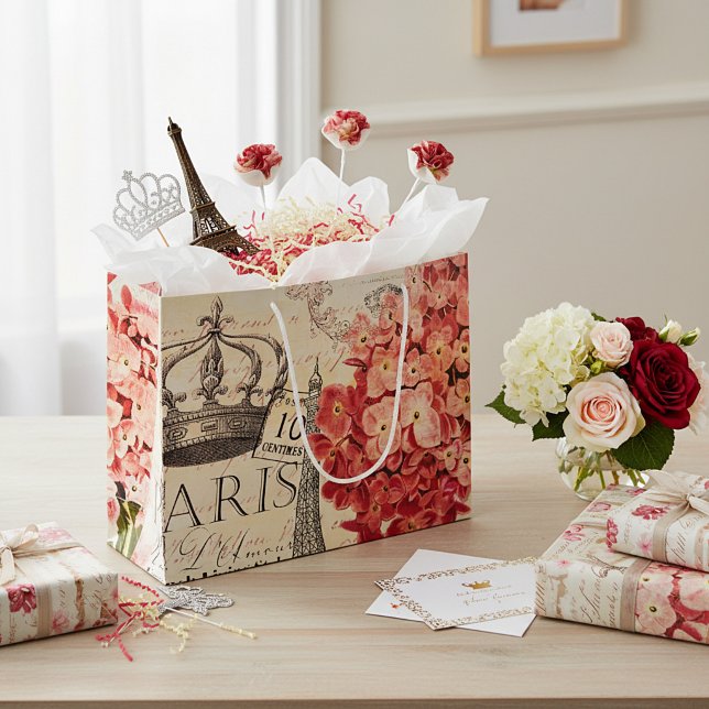 Bolsa De Regalo Grande Torre Eiffel e hidrangea (Subido por el creador)