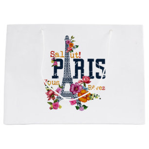Bolsa De Regalo Grande Torre Eiffel Paris Shirt Salut Flowt Paris Fra