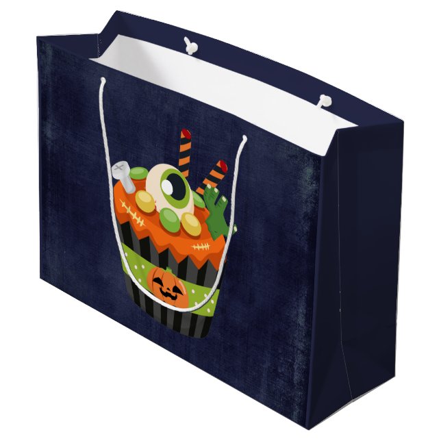Bolsa De Regalo Grande Torta de Halloween dulce y espeluznante con un gra (Angulo reverso)