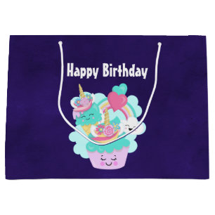 Bolsa De Regalo Grande Torta dulce y helado feliz cumpleaños