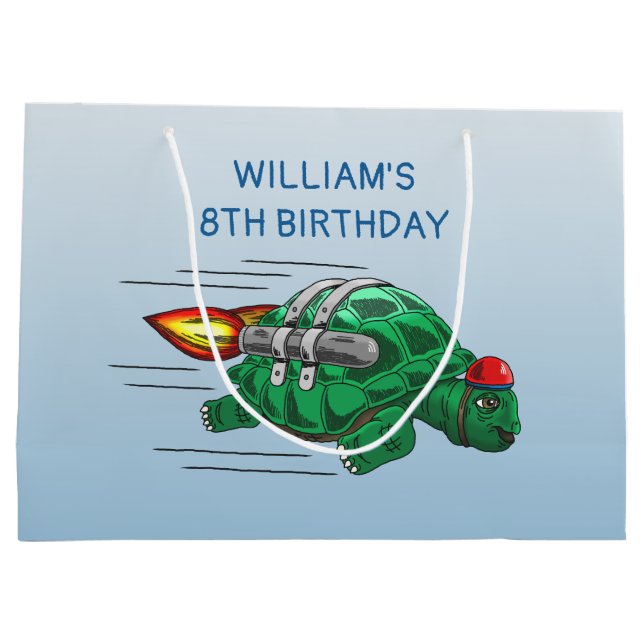 Bolsa De Regalo Grande Tortuga Cohete (Reverso)