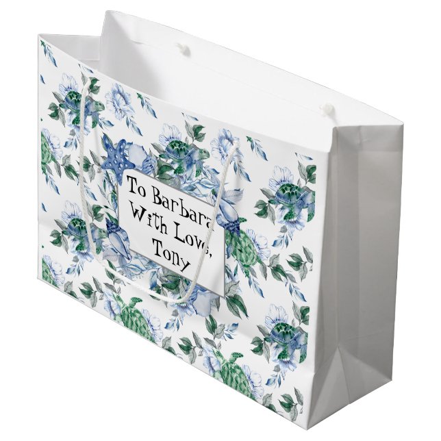 Bolsa De Regalo Grande Tortugas marinas personalizadas (Angulo Anverso)