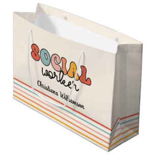 Bolsa De Regalo Grande Trabajador social retro personalizado