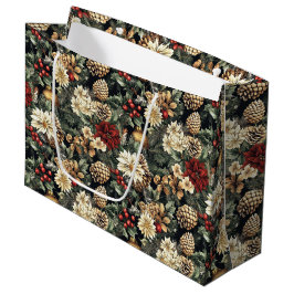Bolsa De Regalo Grande Traditional Christmas Pine Floral Holiday