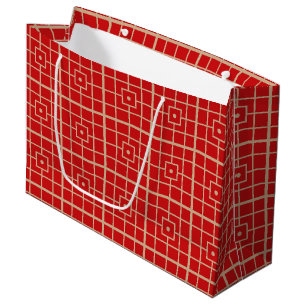 Bolsa De Regalo Grande Traditional Red & Gold Chinese Geometric Pattern