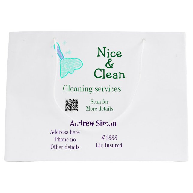 Bolsa De Regalo Grande Trapo limpiador azul verde gitter agregar nombre d (Anverso)