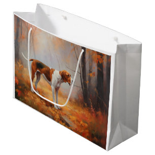 Bolsa De Regalo Grande Treeing Walker Coonhound en hojas de otoño caídas