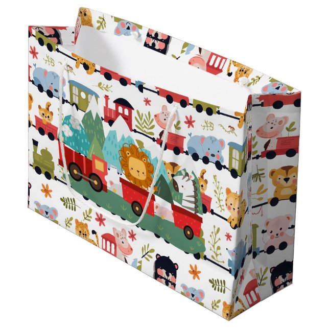 Bolsa De Regalo Grande Tren de animales bebé (Angulo Anverso)