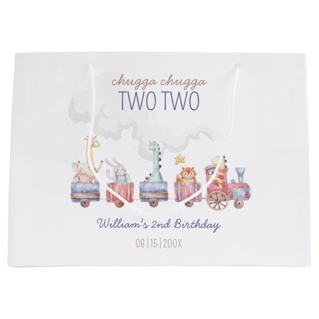 Bolsa De Regalo Grande Tren de Juguetes a bordo Invitación de cumpleaños, (Anverso)