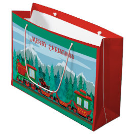 Bolsa De Regalo Grande Tren navideño