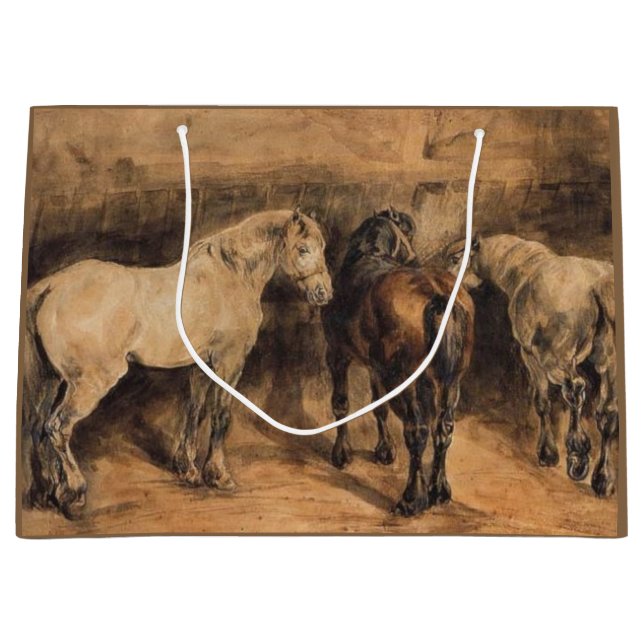 Bolsa De Regalo Grande Tres caballos en su establo (Anverso)