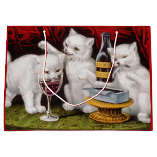 Bolsa De Regalo Grande Tres gatitos felices en la fiesta
